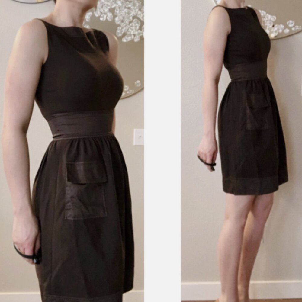 DVF Diane Von Furstenburg Chocolate brown Zanne Ruched W/ Pockets Sheath Dress